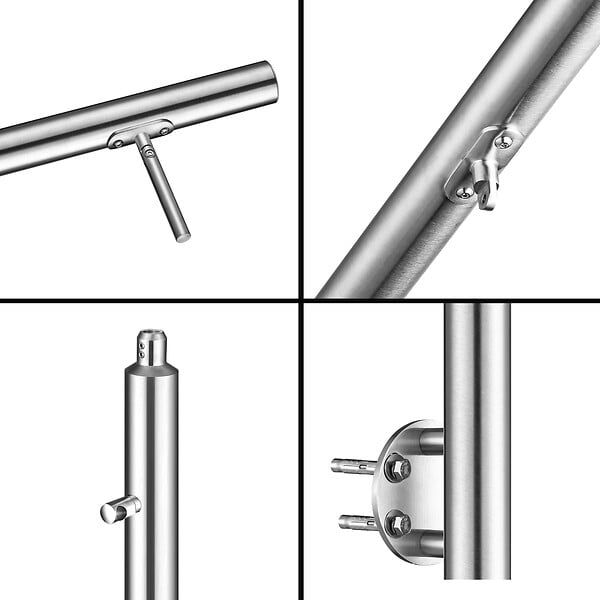 AICA SANITAIRE - Garde-corps en inox 304 Pose latérale - 150cm - Rampe escalier avec main courante et 3 traverses - Pour balcon, escalier - large