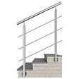 AICA SANITAIRE - Garde-corps en inox 304 Pose latérale - 100cm - Rampe escalier avec main courante et 3 traverses - Pour balcon, escalier - vignette