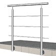 AICA SANITAIRE - Garde-corps en inox 304 Pose latérale - 100cm - Rampe escalier avec main courante et 3 traverses - Pour balcon, escalier - vignette