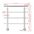 AICA SANITAIRE - Garde-corps en inox 304 Pose latérale - 100cm - Rampe escalier avec main courante et 3 traverses - Pour balcon, escalier - vignette
