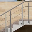 AICA SANITAIRE - Garde-corps en inox 304 Pose latérale - 100cm - Rampe escalier avec main courante et 3 traverses - Pour balcon, escalier - vignette