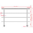 AICA SANITAIRE - Garde-corps en inox 304 Pose latérale - 180cm - Rampe escalier avec main courante et 3 traverses - Pour balcon, escalier - vignette