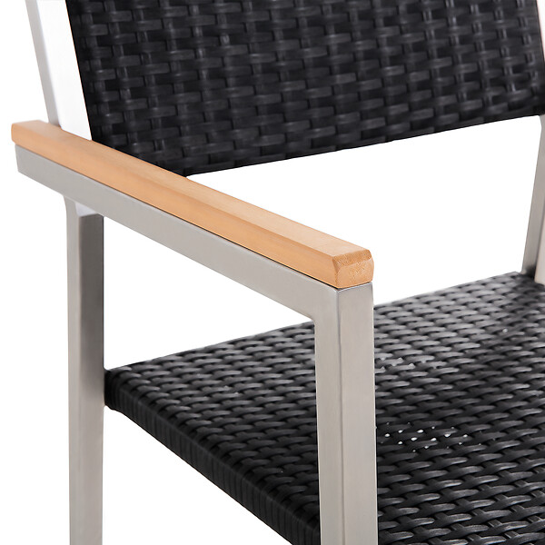 BELIANI - Lot de 4 chaises de jardin GROSSETO Polyrotin Noir - large