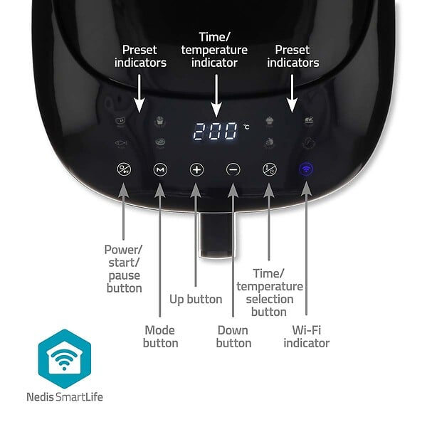 NEDIS - Friteuse à Air Chaud Smart Life - Wi-fi - Noir - KAAF180BKW - large