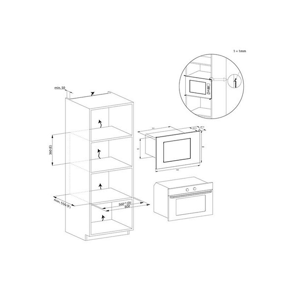 ROSIERES - Micro-ondes Gril Encastrable 25l 850w Noir - RO38FL7N25LWB - large