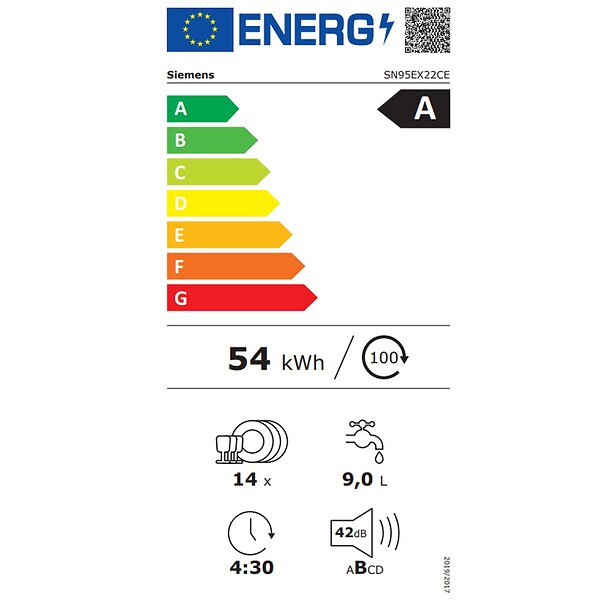 SIEMENS - Lave-vaisselle 60cm 14 Couverts 42db Tout Intégrable - SN95EX22CE - large