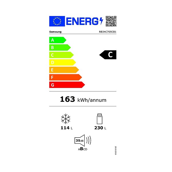 SAMSUNG - Réfigérateur Combiné 60cm 230l Ventilé Noir - RB34C705CB1 - large