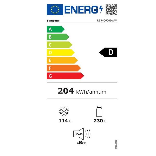 SAMSUNG - Réfrigérateur Combiné 60cm 344l Ventilé Blanc - RB34C600DWW - large