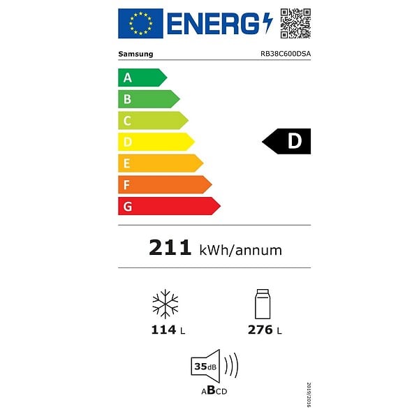 SAMSUNG - Réfrigérateur Combiné 60cm 344l Ventilé Gris - RB38C600DSA - large