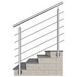 AICA SANITAIRE - Garde-corps en inox 304 Pose latérale - 120cm - Rampe escalier avec main courante et 5 traverses - Pour balcon, escalier - vignette