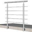 AICA SANITAIRE - Garde-corps en inox 304 Pose latérale - 120cm - Rampe escalier avec main courante et 5 traverses - Pour balcon, escalier - vignette