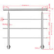 AICA SANITAIRE - Garde-corps en inox 304 Pose latérale - 120cm - Rampe escalier avec main courante et 3 traverses - Pour balcon, escalier - vignette