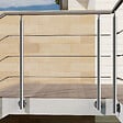AICA SANITAIRE - Garde-corps en inox 304 Pose latérale - 120cm - Rampe escalier avec main courante et 3 traverses - Pour balcon, escalier - vignette