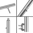 AICA SANITAIRE - Garde-corps en inox 304 Pose latérale - 120cm - Rampe escalier avec main courante et 3 traverses - Pour balcon, escalier - vignette