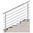 AICA SANITAIRE - Garde-corps en inox 304 Pose latérale - 180cm - Rampe escalier avec main courante et 5 traverses - Pour balcon, escalier - vignette