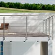 AICA SANITAIRE - Garde-corps en inox 304 Pose latérale - 240cm - Rampe escalier avec main courante et 5 traverses - Pour balcon, escalier - vignette