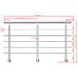 AICA SANITAIRE - Garde-corps en inox 304 Pose latérale - 200cm - Rampe escalier avec main courante et 5 traverses - Pour balcon, escalier - vignette