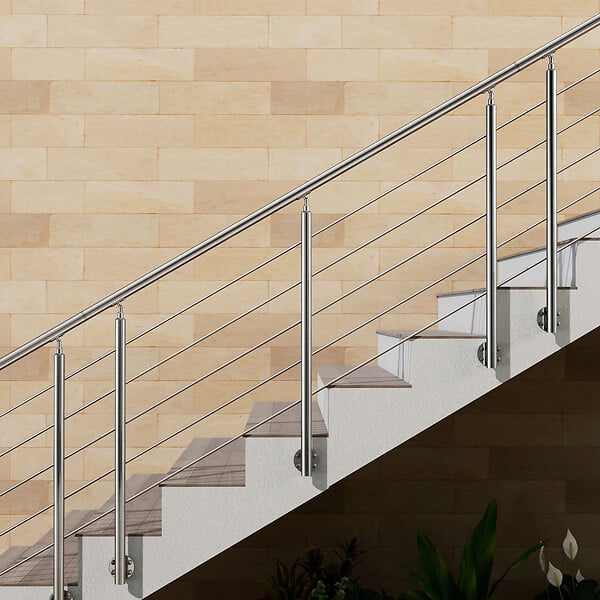 AICA SANITAIRE - Garde-corps en inox 304 Pose latérale - 200cm - Rampe escalier avec main courante et 5 traverses - Pour balcon, escalier - large