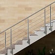 AICA SANITAIRE - Garde-corps en inox 304 Pose latérale - 200cm - Rampe escalier avec main courante et 5 traverses - Pour balcon, escalier - vignette