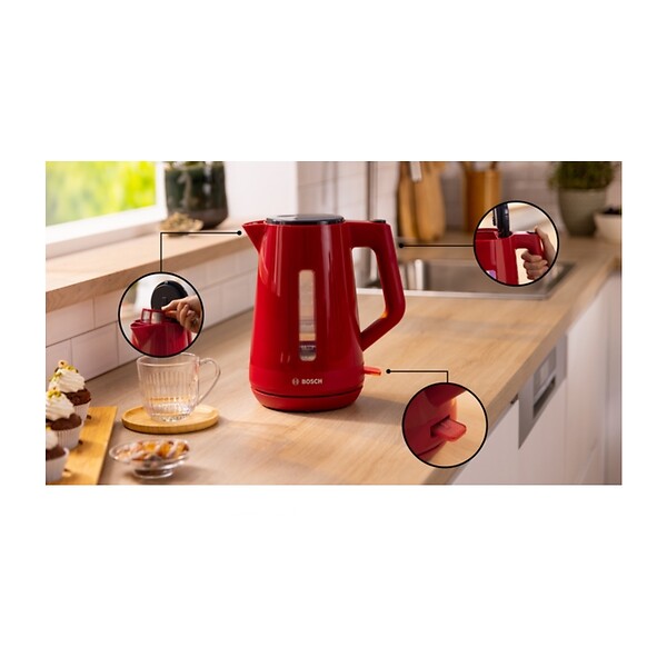 BOSCH - Bouilloire électrique 1.7l 2400w Rouge - TWK1M124 - large