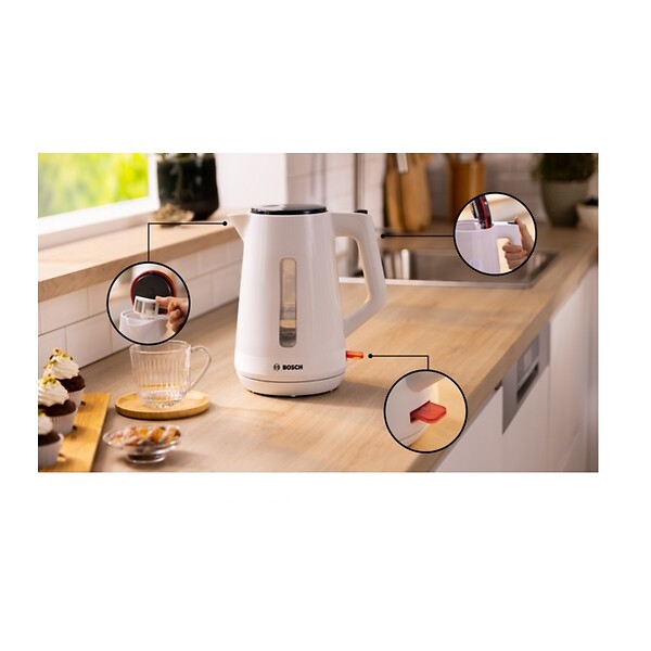 BOSCH - Bouilloire électrique 1.7l 2400w Blanc - TWK1M121 - large
