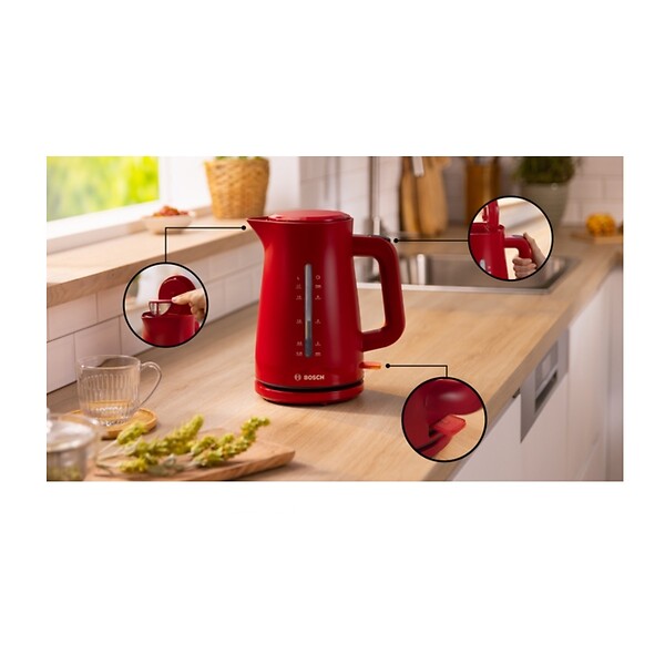 BOSCH - Bouilloire électrique 1.7l 2400w Rouge - TWK3M124 - large