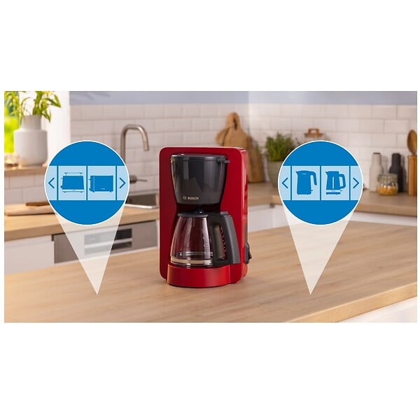 BOSCH - Cafetière Filtre 15 Tasses 1200w Rouge/noir - TKA2M114 - large