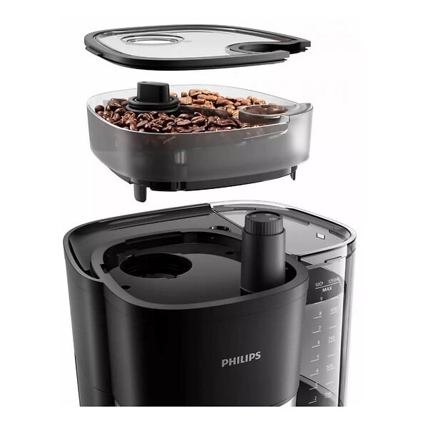 PHILIPS - Cafetière Filtre Avec Broyeur Intégré 10 Tasses 1000w Noir - HD7900/01 - large