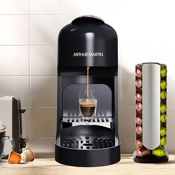 ARTHUR MARTIN - Machine à Café à Capsules 20bars Compatible Nespresso Noir - AMN230N - large