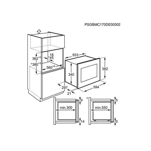 ELECTROLUX - Micro-ondes Gril Encastrable 20l 800w Noir/inox - KMSD203TMX - large