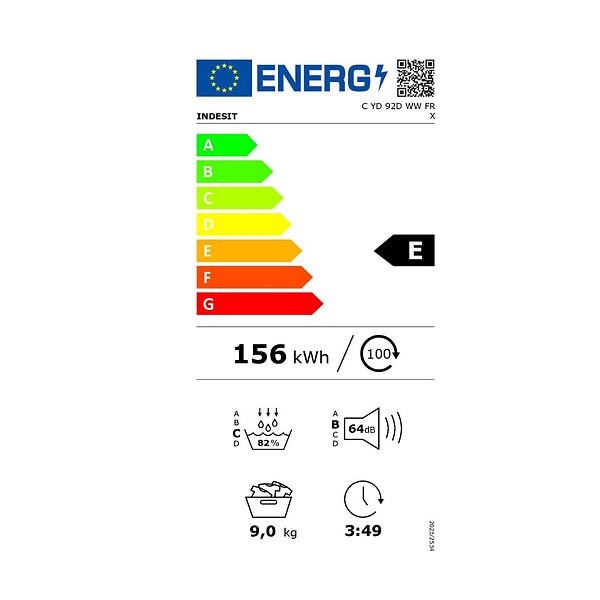 INDESIT - Sèche-linge Pompe à Chaleur 60cm 9kg Blanc - CYD92DWWFRX - large