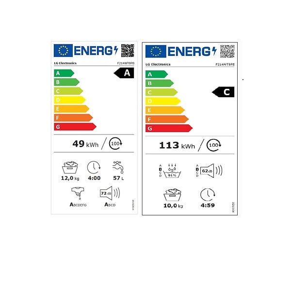 LG - Lave-linge 12 Kg + Sèche-linge 10 Kg - F 214 WT 8 PB - large
