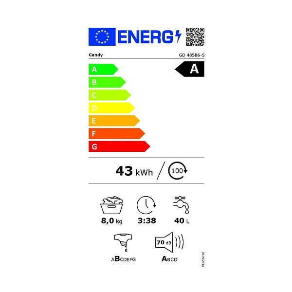 CANDY - Lave-linge Frontal 8kg 1400 Tours/min - GD48SB6-S - large