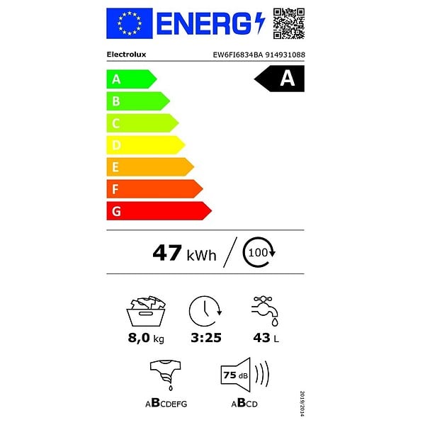 ELECTROLUX - Lave-linge Frontal 8kg 1400 Tours/min Blanc - EW6FI6834BA - large