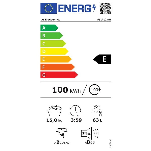 LG - Lave-linge Frontal 15 Kg 1100 Tours/min - F51P12WH - large