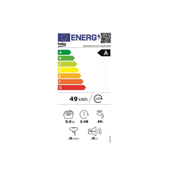 BEKO - Lave-linge Frontal 9kg 1400 Tours/min - BM3WFU49411B - large
