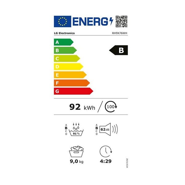 LG - Sèche-linge à Pompe à Chaleur 9kg 60cm - RH9X76WH - large