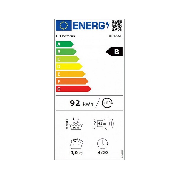 LG - Sèche-linge à Pompe à Chaleur 9kg 60cm - RH9X76WH - large