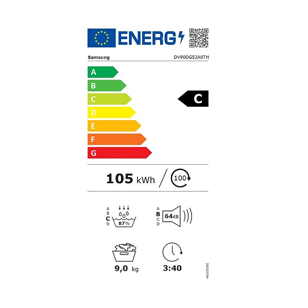 SAMSUNG - Sèche-linge Pompe à Chaleur 60cm 9kg - DV90DG52A0TH - large