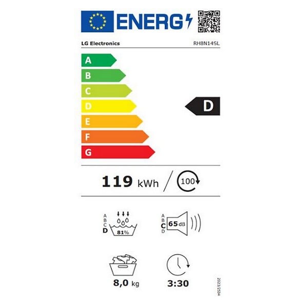 LG - Sèche-linge Pompe à Chaleur 60cm 8kg - RH8N14SL - large