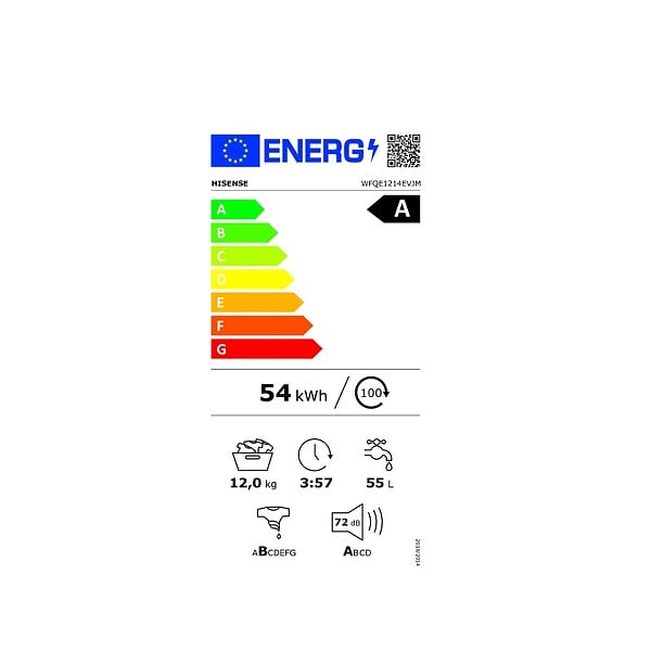 HISENSE - Lave-linge Frontal 12 Kg 1400 Tours/min - WFQE1214EVJM - large