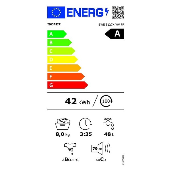 INDESIT - Lave-linge Frontal 8kg 1200 Tours/min - BWE8127XWVFR - large