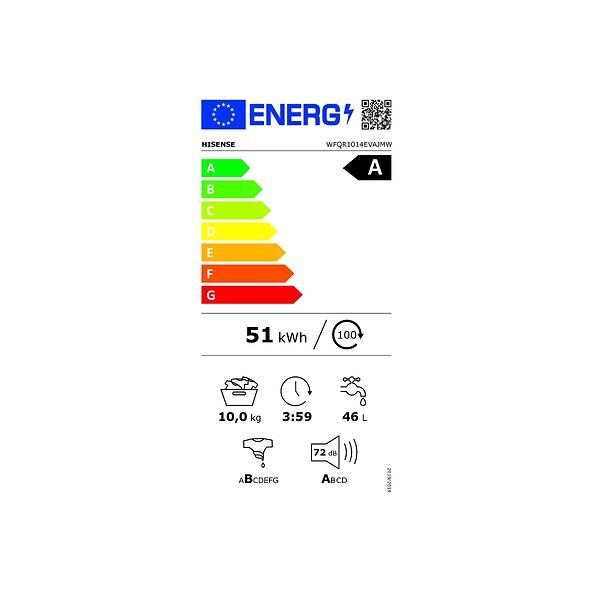 HISENSE - Lave-linge Frontal 10kg 1400tours/min - WFQR1014EVAJMW - large