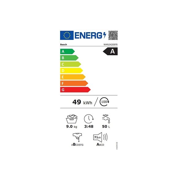 BOSCH - Lave-linge Frontal 9kg 1200 Tours/min - WAN24209FR - large