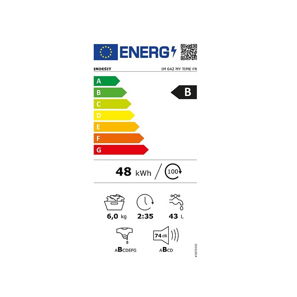 INDESIT - Lave-linge Frontal 6kg 1200 Tours/min - IM642MYTIMEFR1 - large