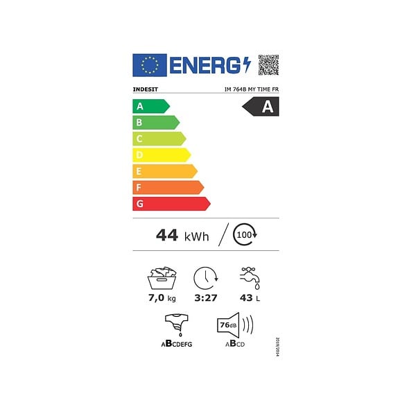 INDESIT - Lave-linge Frontal 7kg 1400 Tours/min Blanc - IM764BMYTIMEFR1 - large