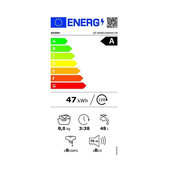 SHARP - Lave-linge Frontal 8kg 1400 Tours/min - ESNFB814AWNA - large
