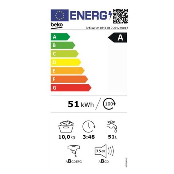 BEKO - Lave-linge Frontal 60cm 10kg 1400 Tours/min - BM3WFU410411B - large
