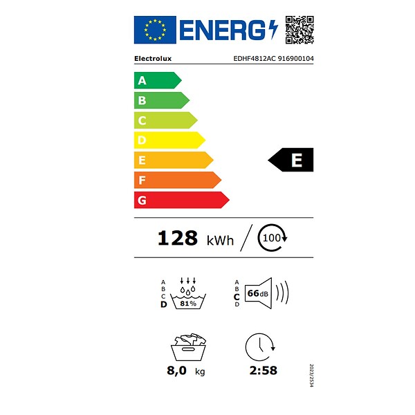 ELECTROLUX - Sèche-linge Pompe à Chaleur 60cm 8kg Blanc - EDHF4812AC - large