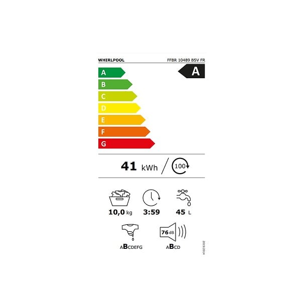 WHIRLPOOL - Lave-linge Frontal 10kg 1400 Trs/min - FFBR10489BSVFR - large